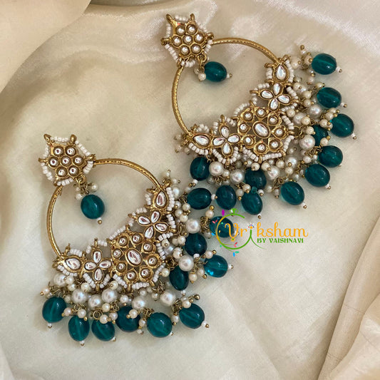 Green Bead Kundan Meenakari Danglers -G8186