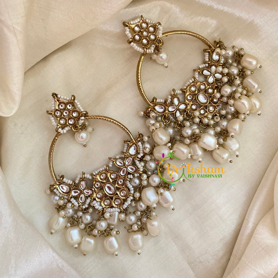 White Kundan Meenakari Danglers -G8185