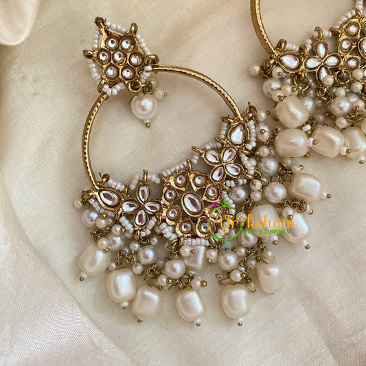 White Kundan Meenakari Danglers -G8185