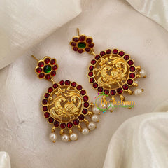 Traditional Kemp Peacock Earrings -Red and Green-G6840