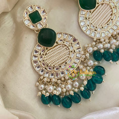 Emerald Green Kundan Meenakari Danglers -G8201