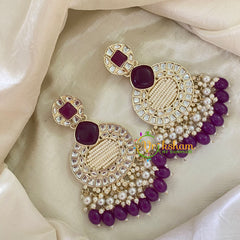 Purple Kundan Meenakari Danglers -G8200