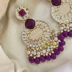 Purple Kundan Meenakari Danglers -G8200