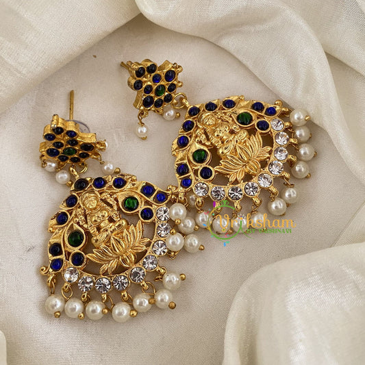 Traditional Kemp Lakshmi Earrings- Blue Green-G6837