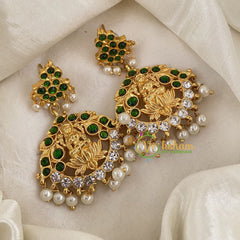 Traditional Kemp Lakshmi Earrings -Green-G6838