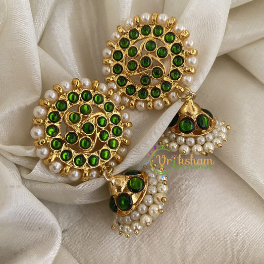 Traditional Kemp Jhumkas -Green-G6871