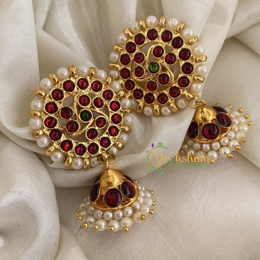 Traditional Kemp Jhumkas - Red Green-G6872