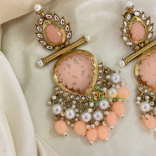 Peach Meenakari Danglers -G8178