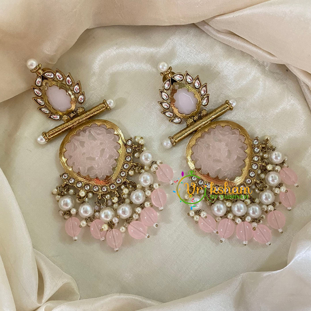 Light Pink Meenakari Danglers -G8177