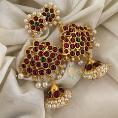 Traditional Kemp Jhumkas -Red Green-G6877