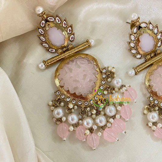 Light Pink Meenakari Danglers -G8177