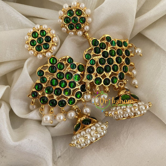 Traditional Kemp Jhumkas -Green-G6876