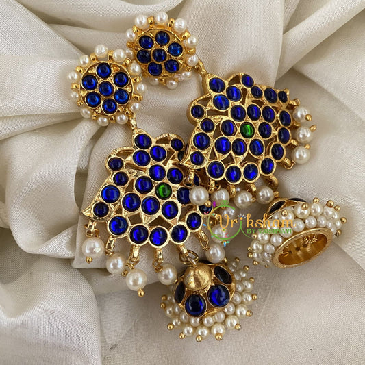 Traditional Kemp Jhumkas - Blue -G6878