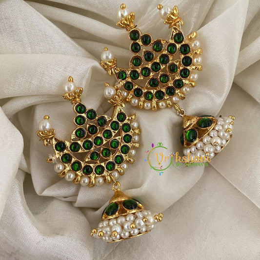 Traditional Kemp Jhumkas -Green -G6874