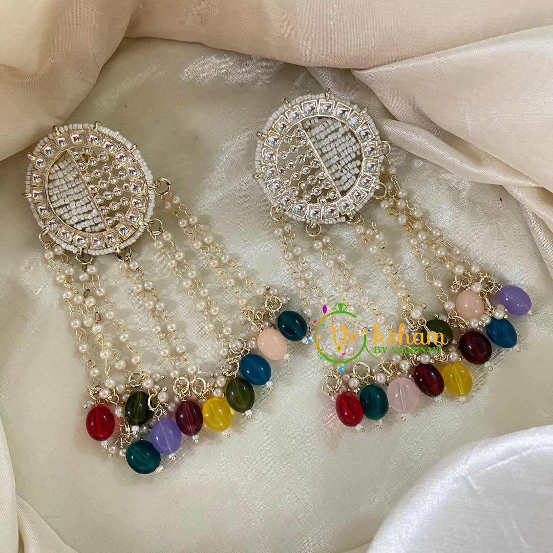 Multicolor Bead Designer Kundan Danglers -G8211