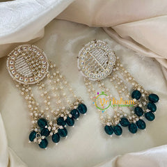 Dark Green Designer Kundan Pearl Danglers -G8212