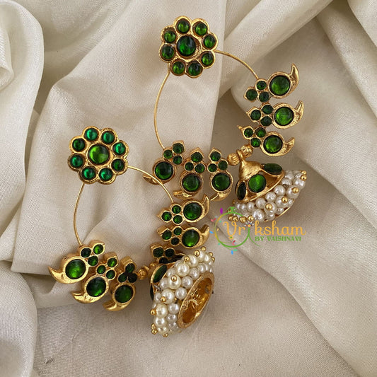 Traditional Kemp Designer Jhumkas-Green-G6882