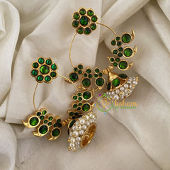 Traditional Kemp Designer Jhumkas-Green-G6882