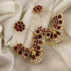 Traditional Kemp Designer Jhumkas-Red-G6884