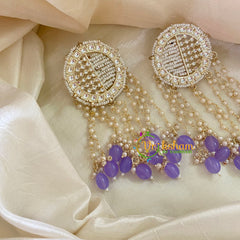 Lavender Designer Kundan Pearl Danglers -G8221