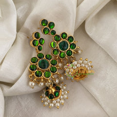 Traditional Kemp Jhumkas - Green-G6870