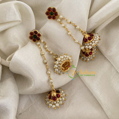 Traditional Kemp Two in One Jhumkas - Red Green-G6854