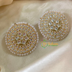 White Kundan Designer Stud -G8218