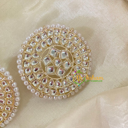 White Kundan Designer Stud -G8218