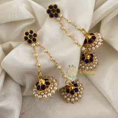 Traditional Kemp Two in One Jhumkas-Green Blue-G6853