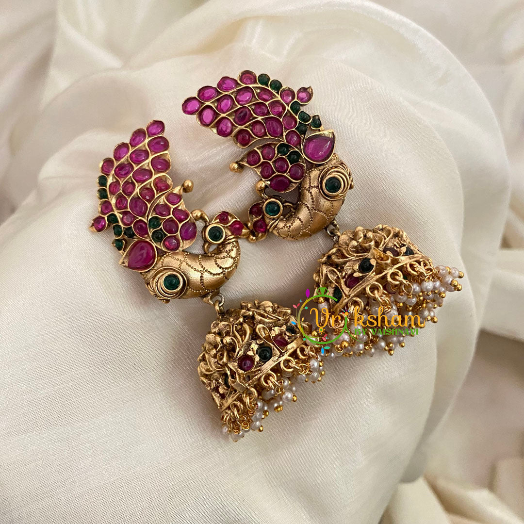 Premium Peacock AD Stone Jhumkas - G9151