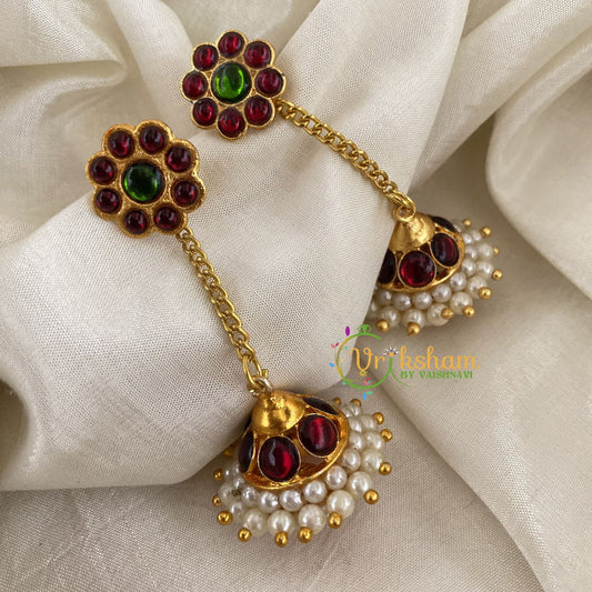 Traditional Kemp Long Jhumka -Red Green -G6857