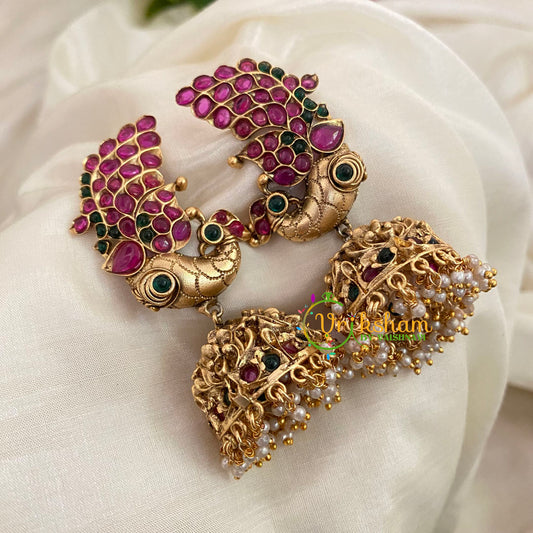 Premium Peacock AD Stone Jhumkas - G9151