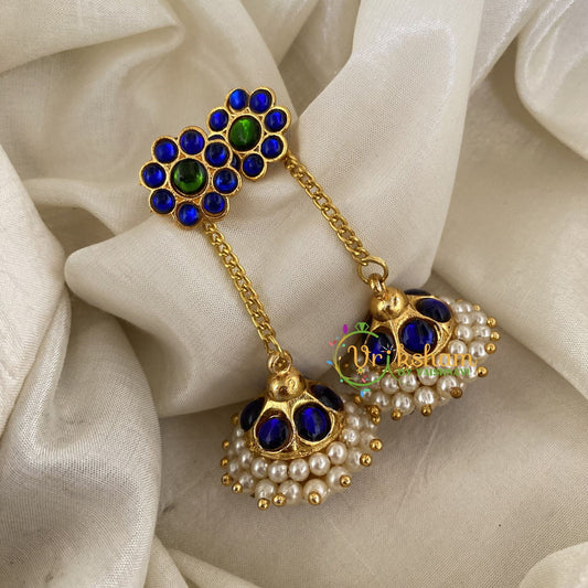 Traditional Kemp Long Jhumka -Blue Green -G6859