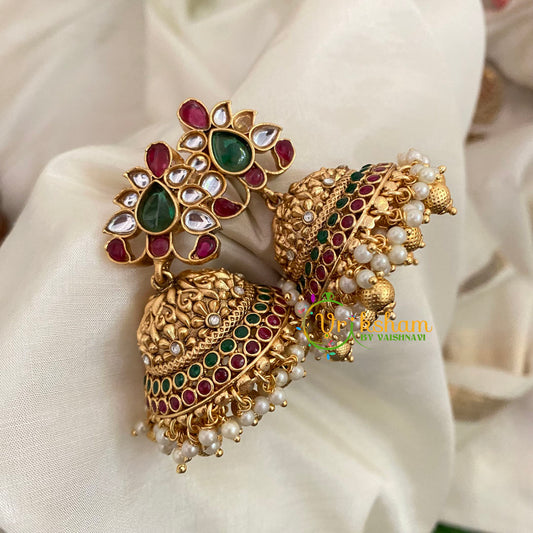 Premium AD Stone Jhumkas -Bridal Jhumkas -Gold Bead -G9164