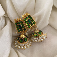 Traditional Kemp Jhumkas-Green Blue-G6868