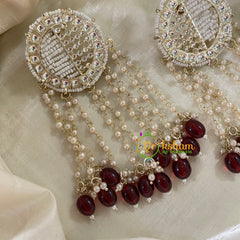 Maroon Designer Kundan Pearl Danglers -G8215