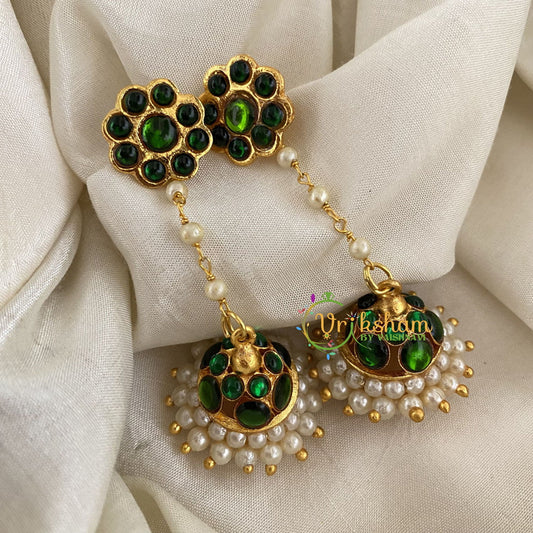 Traditional Kemp Long Jhumka -Green-G6858