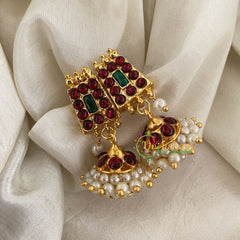 Traditional Kemp Jhumkas-Red Green-G6869