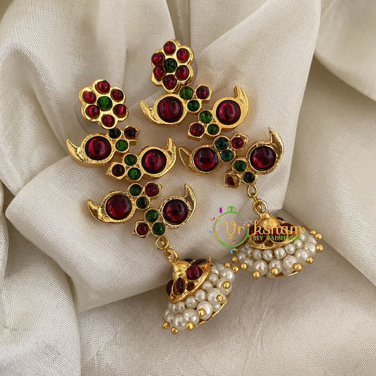 Traditional Kemp Long Jhumka -Red Green -G6866