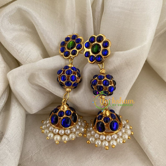 Traditional Kemp Long Jhumka -Blue Green -G6867