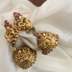 Red Green Premium Peacock AD Stone Jhumkas - G9148