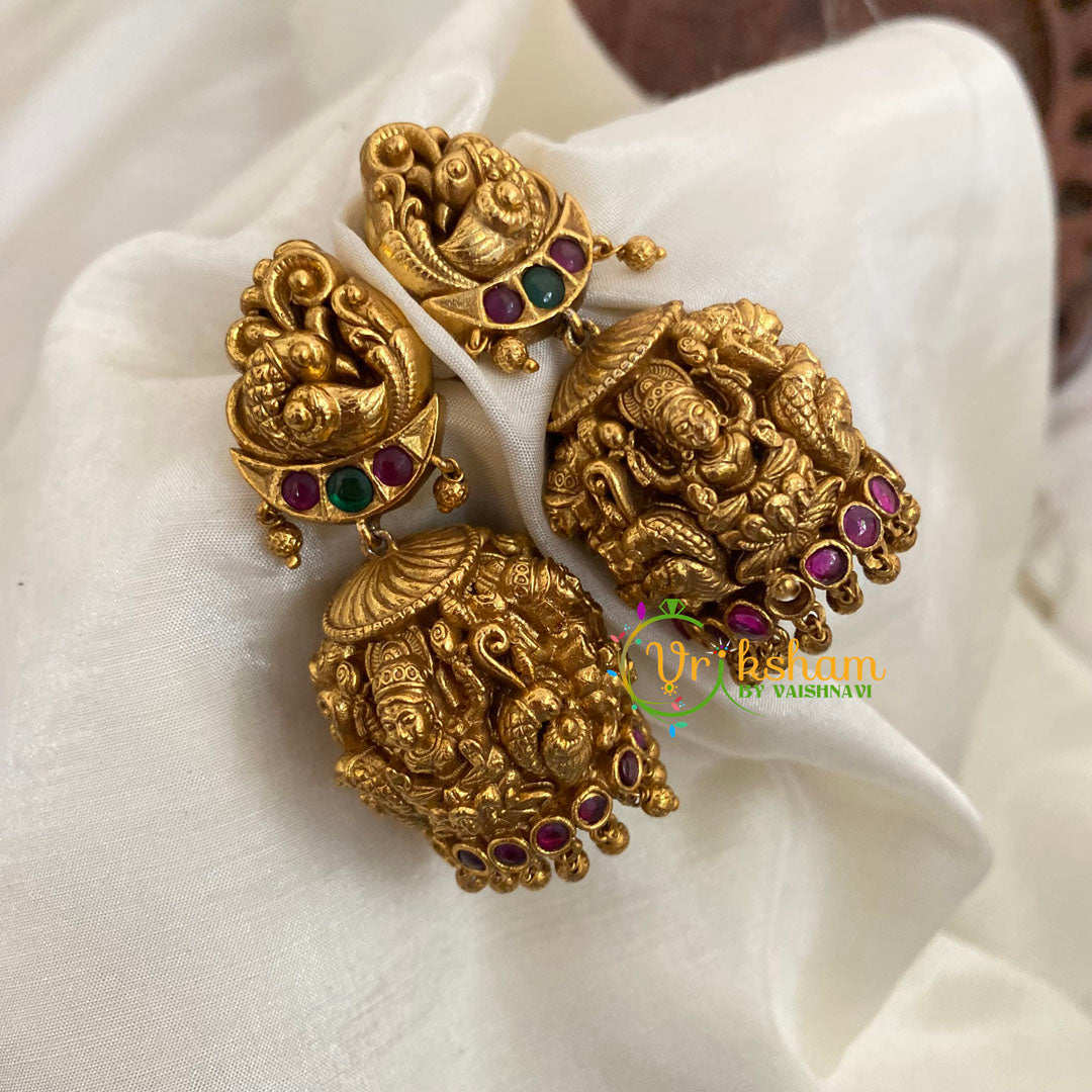 Premium Peacock AD Stone Jhumkas -Temple Jhumkas- G9147