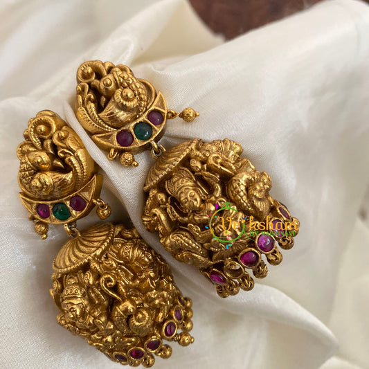 Premium Peacock AD Stone Jhumkas -Temple Jhumkas- G9147