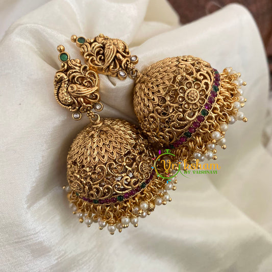 Premium Peacock AD Stone Jhumkas - G9146