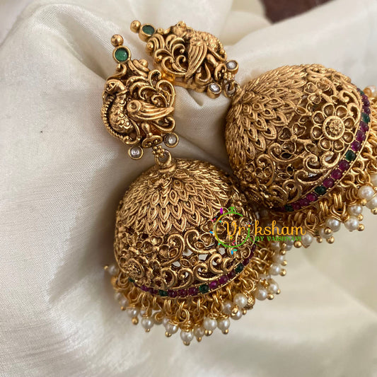 Premium Peacock AD Stone Jhumkas - G9146