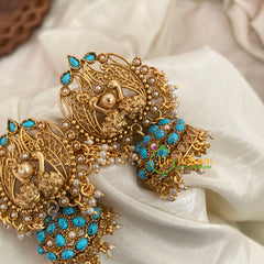 Premium Dual Peacock AD Stone Jhumkas - G9155