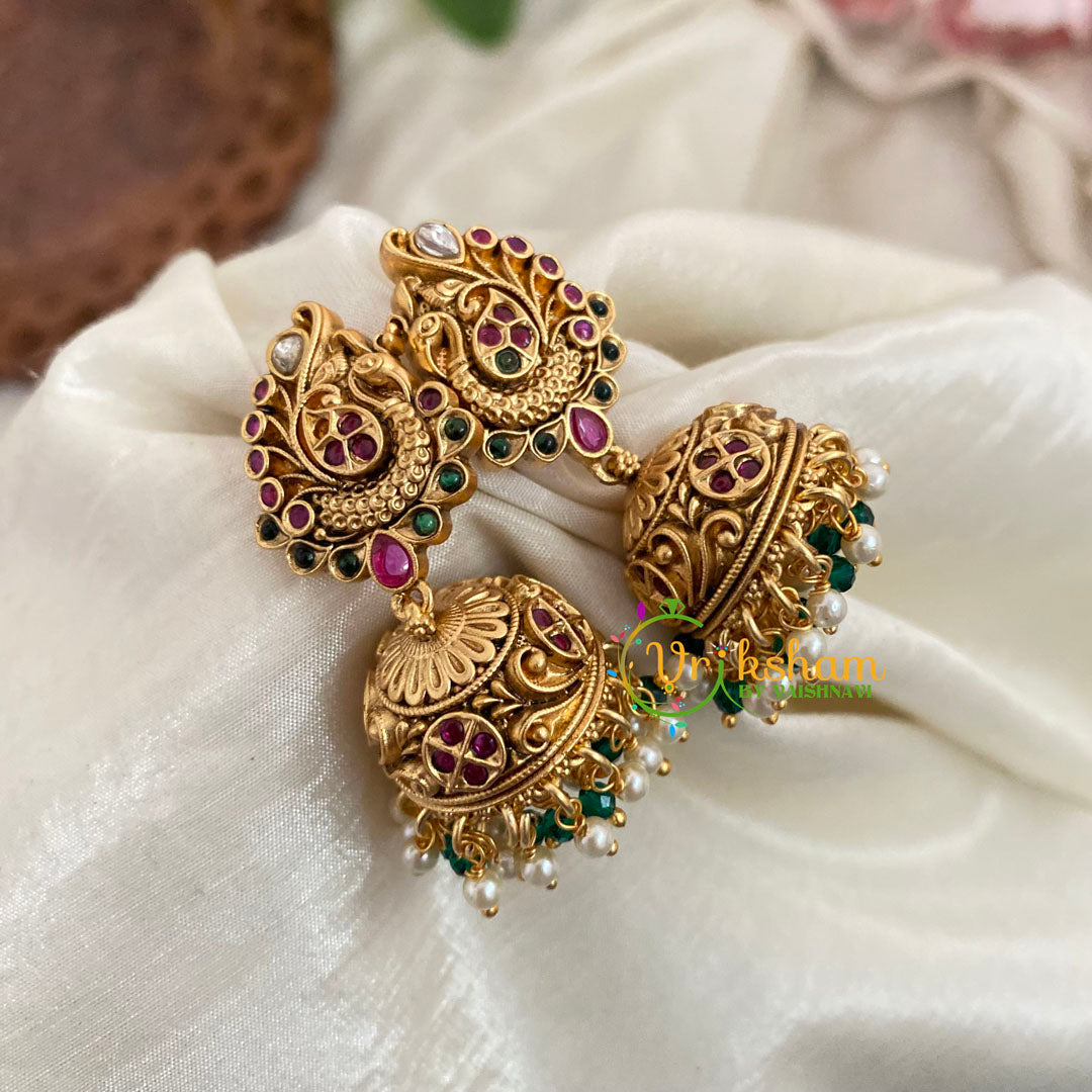 Premium Peacock AD Stone Jhumkas - G9144