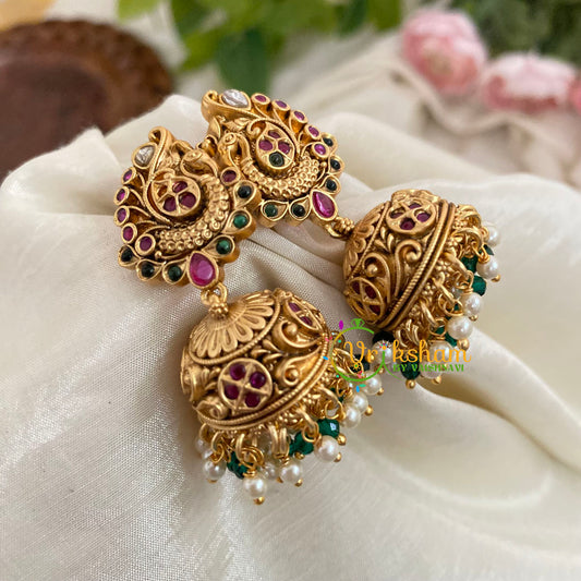 Premium Peacock AD Stone Jhumkas - G9144