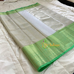 Grey Silk with Green Border Saree-Kanchi Silk Saree -VS020