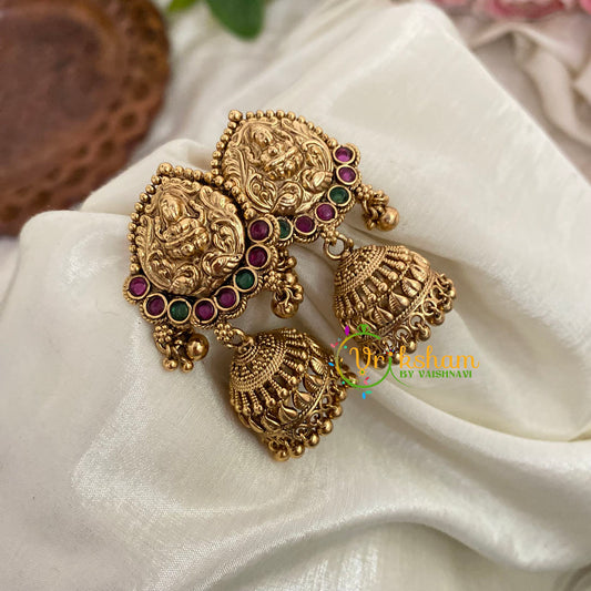 Red Green Gold Look Alike Lakshmi Jhumkas -G9127